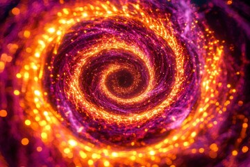 Vibrant Swirling Galaxy with Bright Light Sparks and Colorful Waves