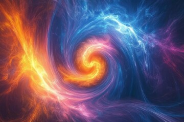 Colorful Abstract Swirl of Light and Energy in Cosmic Background