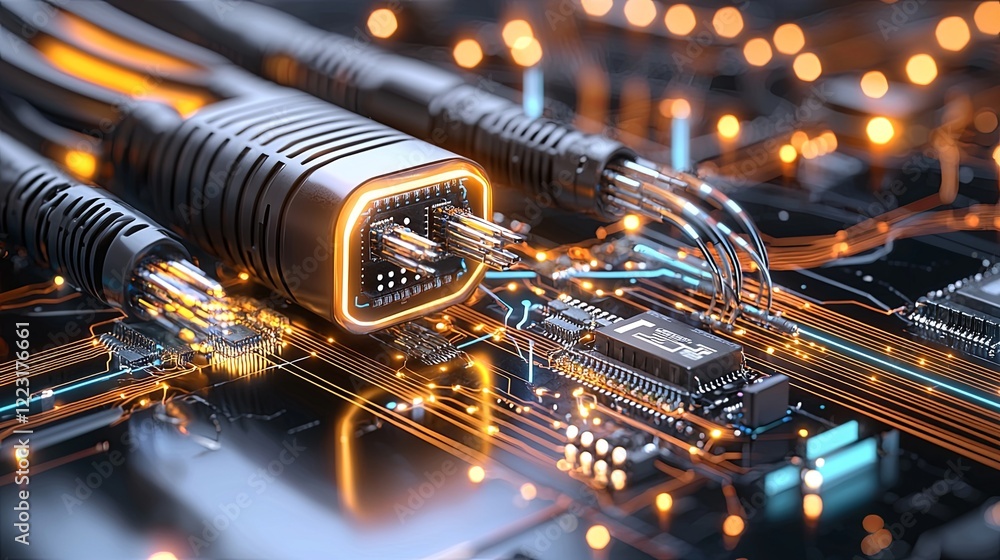 Aufkleber innovative technology connection circuitry and data transmission digital environment close-up view f
