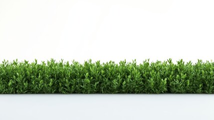 Lush Green Hedge Foliage Border Nature Background Spring Greenery Isolated on White