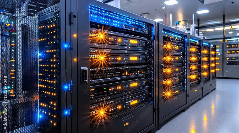 Poster data center operations high-tech server management global headquarters technology infrastructure mod
