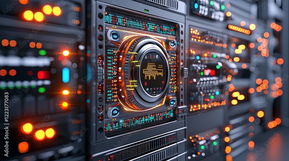 Poster data center operations high-tech server management digital infrastructure technology environment clo