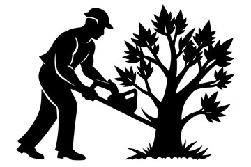 Tree Surgeon SVG & Vector Files – Working Silhouette, EPS, PNG, AI, PSD Formats for Print & Design