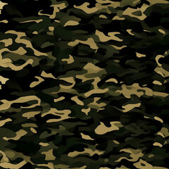camouflage texture, dark green background, protective print, army design, stylish pattern for uniform