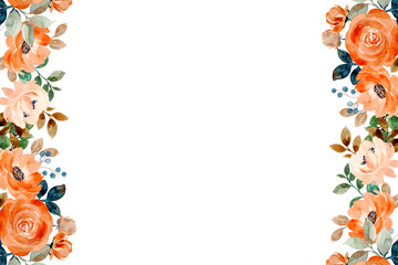 watercolor flowers frame, background for design, pastel colors