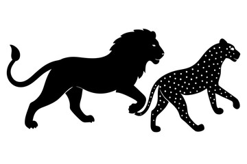 Silhouette of a Lion & Cheetah Vector Illustration - SVG, PNG, EPS, AI, PSD Files