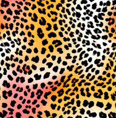 Fototapeta premium leopard, animal print, wild cat skin pattern, color background, pink purple, fur, spots, stylish design