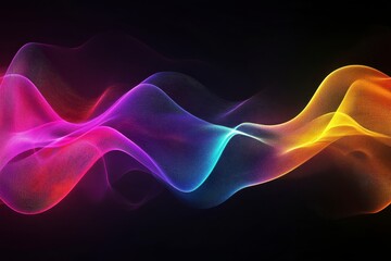 Obraz premium Colorful Abstract Wave Pattern in Smooth Flowing Motion on Black