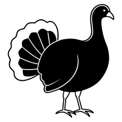 Cute Silhouette of a Turkey line art vector cartoon illustration
