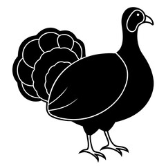Cute Silhouette of a Turkey line art vector cartoon illustration
