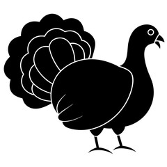 Cute Silhouette of a Turkey line art vector cartoon illustration

