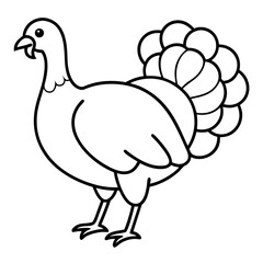 Cute Silhouette of a Turkey line art vector cartoon illustration
