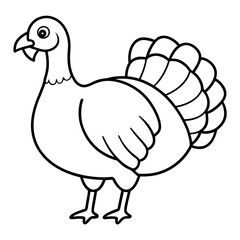Cute Silhouette of a Turkey line art vector cartoon illustration
