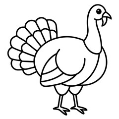Cute Silhouette of a Turkey line art vector cartoon illustration
