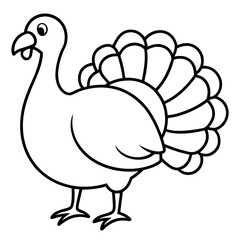 Cute Silhouette of a Turkey line art vector cartoon illustration
