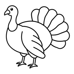 Cute Silhouette of a Turkey line art vector cartoon illustration
