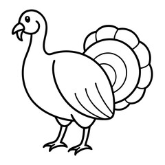 Cute Silhouette of a Turkey line art vector cartoon illustration
