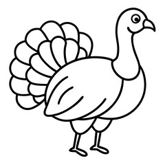 Cute Silhouette of a Turkey line art vector cartoon illustration
