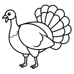 Cute Silhouette of a Turkey line art vector cartoon illustration
