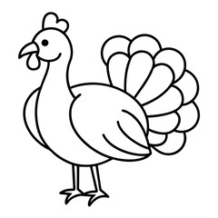 Cute Silhouette of a Turkey line art vector cartoon illustration
