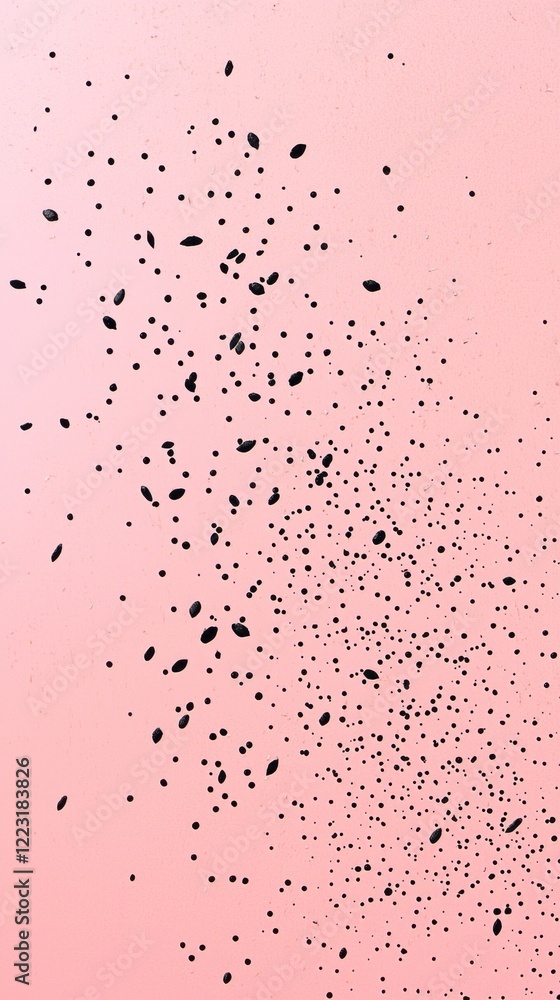 Poster Delicate seeds appear to drift gracefully across a pastel pink canvas, creating a mesmerizing visual that evokes tranquility. The soft hues invite calm and contemplation