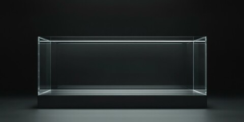 Minimalistic glass display box suitable for showcasing art, collectibles, or products. Ideal for commercial use in retail, exhibitions, or interior design.