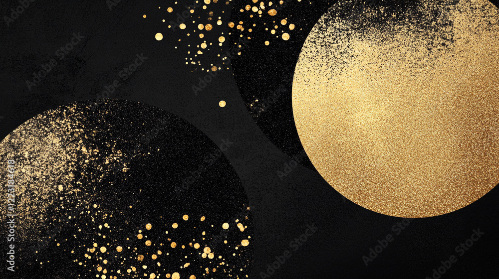Poster elegant black and gold abstract design featuring sparkling textures and patterns