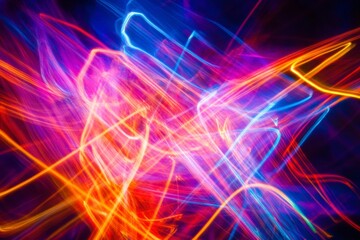 Vibrant Light Trails in Abstract Patterns with Colorful Energy