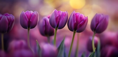 Fototapeta premium Natural garden lush green purple violet flowers springtime vibrant colors
