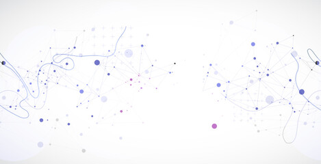 Template for science or technology presentation. Plexus style background with wave art. Vector illustration.