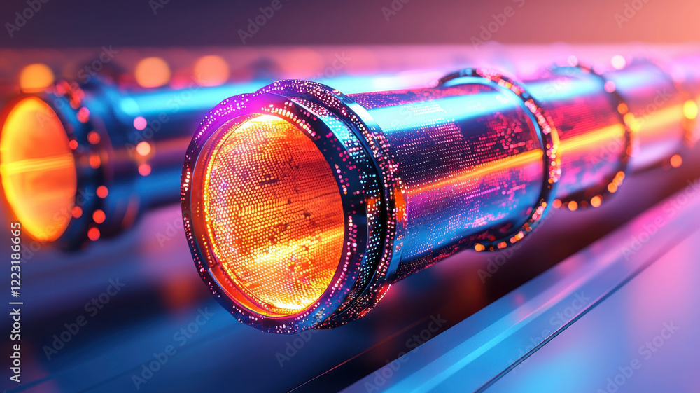 Poster futuristic glowing pipeline with digital patterns