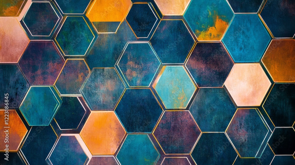 Poster futuristic hexagonal pattern background with geometric abstract design, modern technology concept fo
