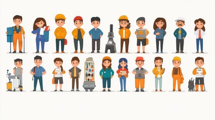 Fototapeta premium Set of different professions characters. Worker, engineer, architect, engineer, worker