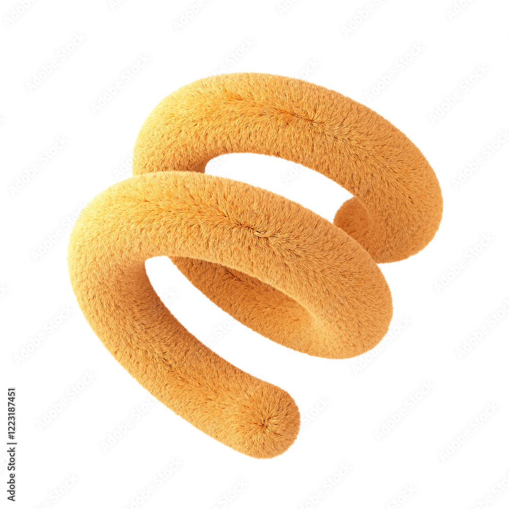 Canvas Prints spiral soft shape with orange fur, isolated on white background. 3d rendering.