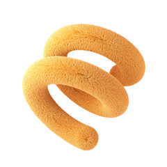Spiral soft shape with orange fur, isolated on white background. 3d rendering.