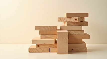Stacked Wooden Blocks with Smooth Finish and Natural Color