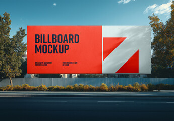 High-Quality Outdoor Billboard Mockup: Showcase Your Advertising Campaigns, Marketing Concepts, and Outdoor Branding with Realistic and Professional Presentation, Generated with AI