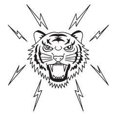Tiger head  logo line art t-shirt vector illustration