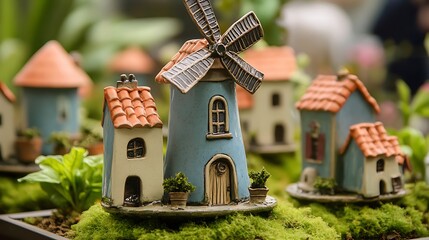 Ceramic windmills make an inviting noise in the springtime