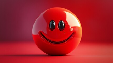 Cheerful red symbol having a large smiling and shining pupils