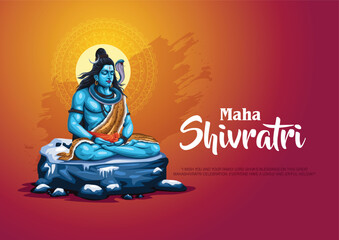 happy maha Shivratri, a Hindu festival celebrated of lord shiva night, english calligraphy. abstract vector illustration design