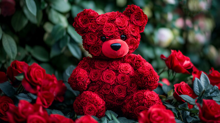 Miś z kwiatów, czerwone różę, teddybear roses, walentynki