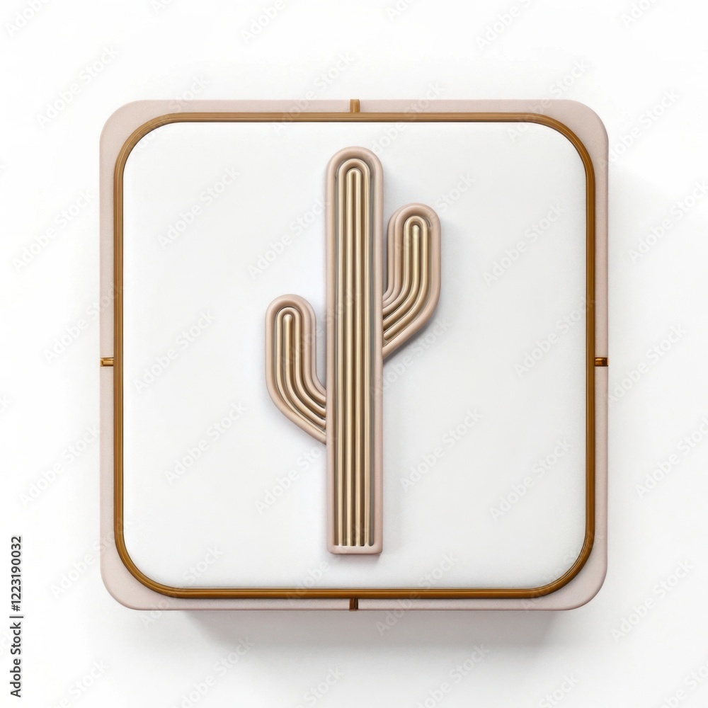 Poster a minimalist design featuring a cactus motif, presented in a clean, square format with neutral color