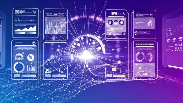 A holographic UI designed smart glasses AR headsets, featuring zoomable stats, object recognition, multi-layered data panels hovering 3D space. biometric stats heart rate, steps, oxygen levels