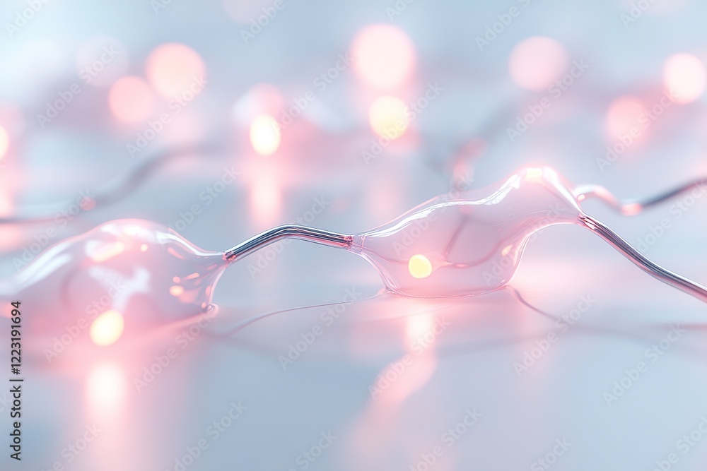 Poster glowing teal and magenta nodes connect through metallic lines, creating a neural network effect on a