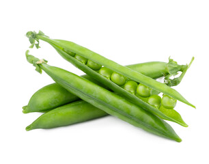 Fresh peas isolated on white background