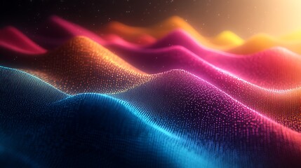 Glowing, semi-transparent layers of colorful fluid shapes creating depth and complexity.