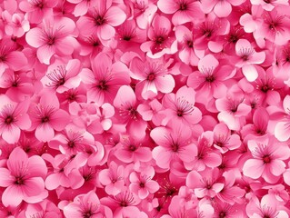 Fototapeta premium A Seamless Pattern of Light Pink Cherry Blossoms with Dark Brown Branches and Small Buds on a Clean White Background 