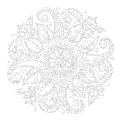 Floral mandala line art silhouette vector illustration design