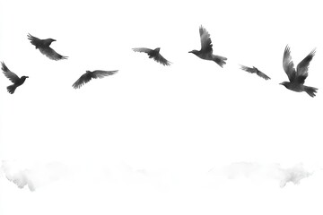 Fototapeta premium Flock of birds gracefully soaring through a serene sky, evoking a sense of freedom and tranquility